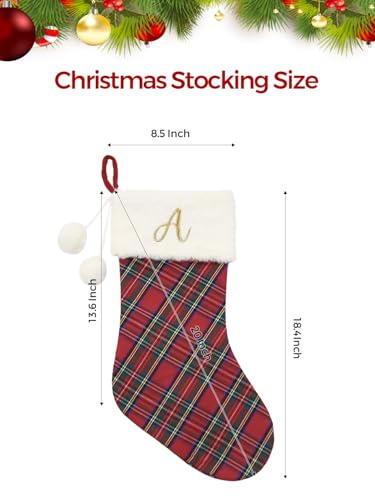 Just Jolly 20" Monogram Christmas Stockings with Pom Poms - PAW Personalized Holiday Decor