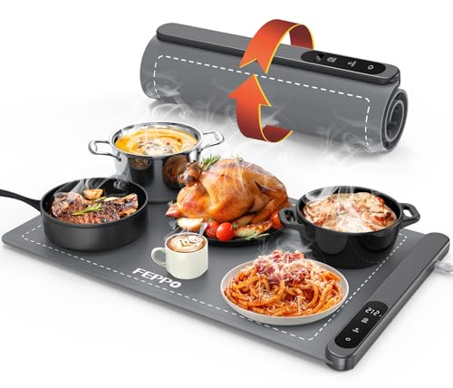 XL Large Food Warming Mat 24x15 Inch - Fast 10s Full Surface Heating, Adjustable Temperature & Timer
