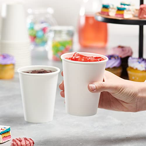 GUSTO 12 oz Disposable White Paper Coffee Cups - Eco-Friendly, 300 Count