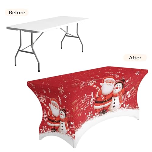 Cute Santa Claus Snowman 6FT Tablecloth for 6ft Rectangular Tables – Uorisanigo