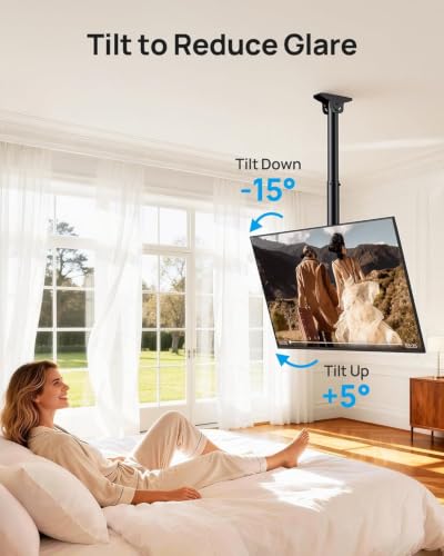 Ceiling TV Mount for 37-75 Inch Flat & Curved TVs - Adjustable & Swivel