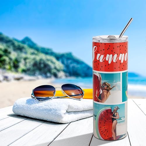 PYD Life 10 Pack 20 OZ Sublimation Skinny Tumblers with Slide Lid & Straw