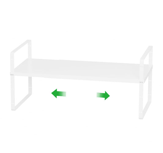 WEJIPP Cabinet Organizer Shelf,Expandable Cabinet Space Rack,Stackable Shelves Adjustable Storage Shelf,Riser for Kitchen Pantry Office,10.24" D,White