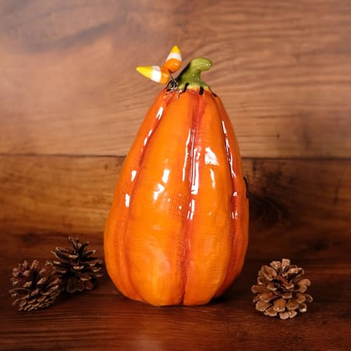 Blue Sky Ceramic Tabletop Pumpkin - Unique Home Decor Accessory, 5x5x9.25 inches