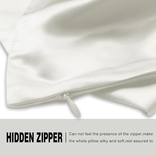 Mulberry Silk Pillow Cases 2 Pack King Size Ivory - Soft & Cool Sleep Set