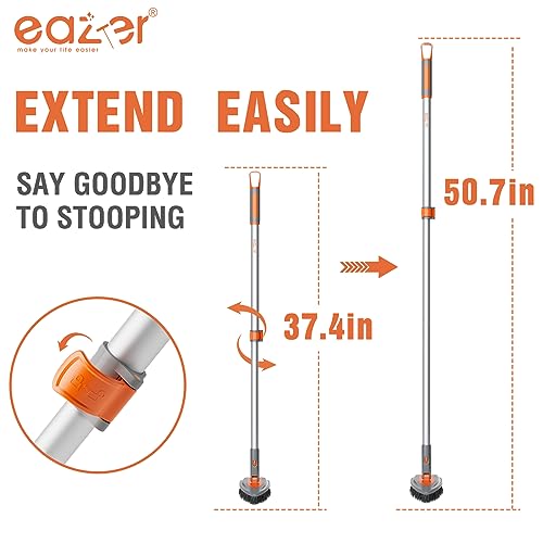 Eazer 4-in-1 Telescopic Bathroom Scrubber with Replaceable Heads — Long Handle Shower & Tub Cleaner