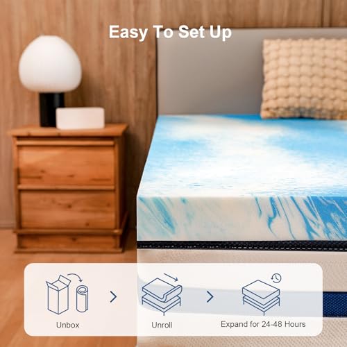 Queen Size Memory Foam Mattress Topper 3 Inch Cooling Gel Infused Bed Pad