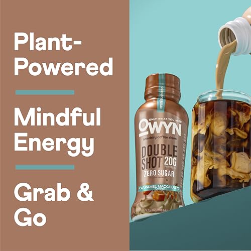 Mocha Double Shot Protein Shake - 20g Plant-Based, Caffeine, Zero Sugar, 12 Fl Oz Pack of 12