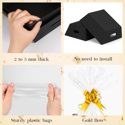 Black Gift Basket Set with Bows & Bags - 10 Pack, 12x10 Inches, Kraft Paper