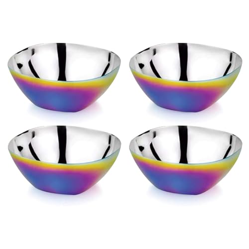 Kids Snack Bowls Set of 4 - 12 oz Rainbow Stainless Steel Toddler Food Bowls