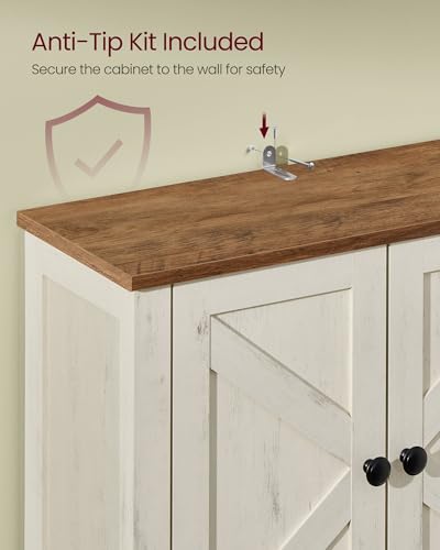 VASAGLE Rustic White Over-the-Toilet Storage Cabinet with Adjustable Shelves, 23.6''W