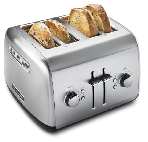 KitchenAid 4-Slice Toaster with Wide Slots & Adjustable Shade, Brushed Stainless