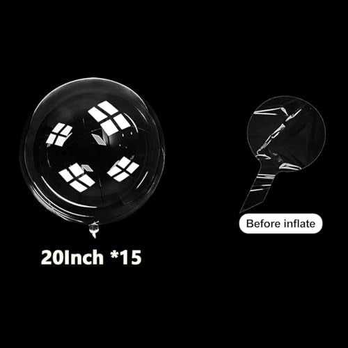 15PCS 20 Inch Bobo Balloons, Clear Balloons for Stuffing Bubble Baloons Helium Style Large Transparent Balloon for Birthdays Anniversary Weddings Baby Showers Christmas Party Decorations