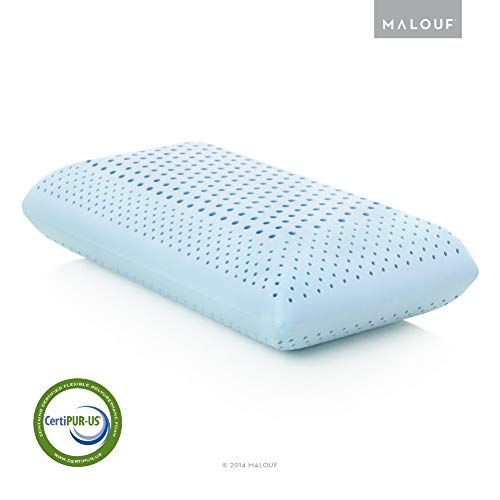Malouf Zoned Gel Dough Memory Foam Bed Pillow Queen Mid Loft - Supportive & Breathable