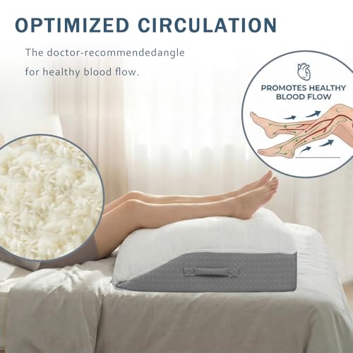 Baibu Memory Foam Leg Elevation Pillow 23.5x18x6 Inch Support Wedge for Circulation & Pain Relief