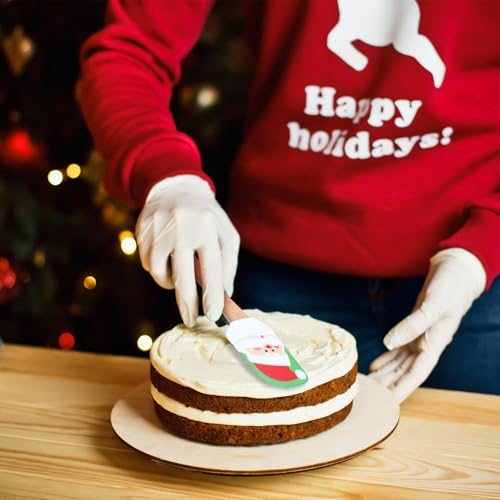 Patelai Christmas Silicone Spatulas with Wooden Handles - 10 Pack Baking Tools