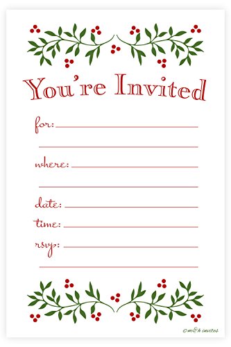 Classic Christmas Invitations with Envelopes, Fill-In 20 Count (4x6) – m&h invites