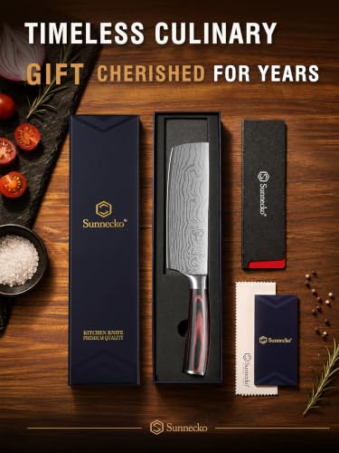 Sunnecko 7-Inch Nakiri Knife - All-Purpose Japanese Chef Knife for Vegetables & Meat