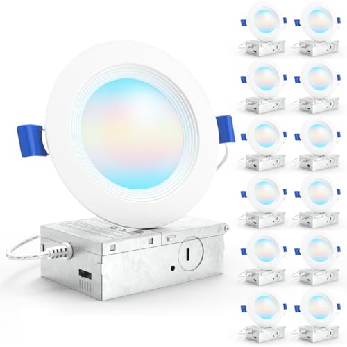 Sunco 12 Pack 4 Inch Slim Canless LED Recessed Downlights - Dimmable, Selectable CCT