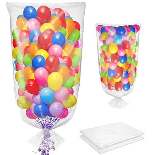 2 Pack Extra Large Balloon Bags for Transport ? 98.4 x 59 Inches Durable Balloon Bag, Waterproof & Tear-Resistant, Giant Clear Plastic Bag for Party, Birthday,Wedding, Event Supplies