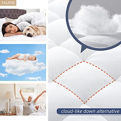 Taupiri King Quilted Mattress Pad Cover with Deep Pocket - White, 8-21 Inch