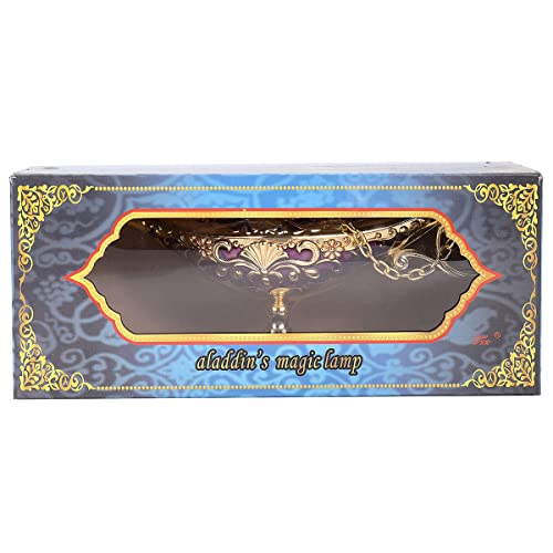 K COOL Classic Aladdin Magic Genie Lamp Legend Wishing Light Costume Lamp Metal Carved Cone Incense Burner for Home Tabletop Decoration Party Birthday Halloween Christmas(Dark Purple)