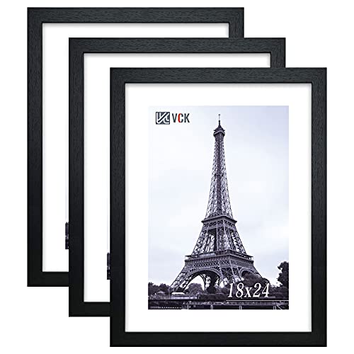 VCK 18x24 Black Solid Wood Poster Frames 3 Pack - Wall Decor
