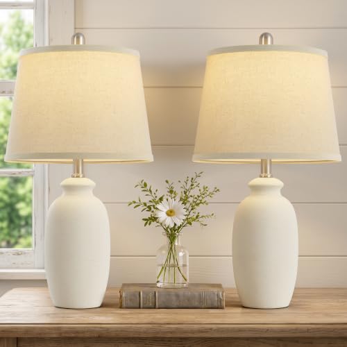 Luvkczc 22.75" Ceramic Nightstand Lamps Set of 2 - Off-White Bedside Decor