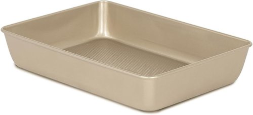 Glad Nonstick Baking Pan - Oblong Metal Dish for Cakes and Lasagna - Heavy Duty Carbon Steel, Small, Gold