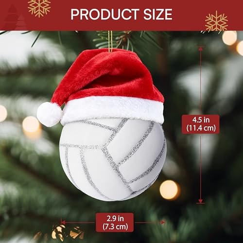 Joiedomi Santa Hat Volleyball Glass Ornament – Small Tree Decor 4.5in