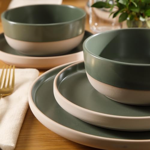Gibson Home 12-Piece Green Dinnerware Set for 4 - Service for 4, Bluegrass Valley