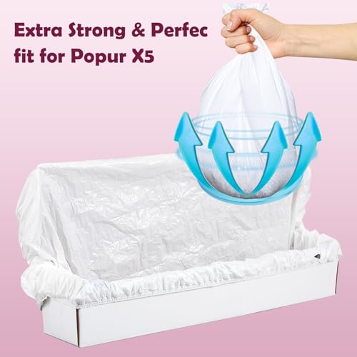 100PCS Trash Bags for Popur X5 Self-Cleaning Cat Litter Box – 7-Day Odor Control