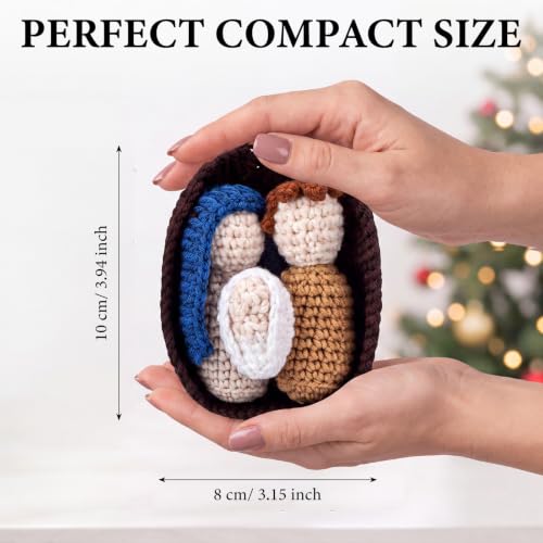 Chalyna Handmade Crochet Nativity Ornament - Holy Family Christmas Decoration