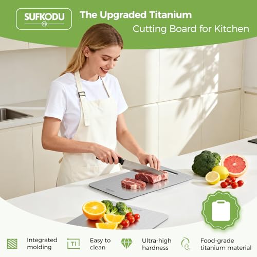 Titanium Cutting Board Set of 3 - Double-Sided Kitchen Chopping Boards - Silver, 16"L x 10"W (M+L+XL)
