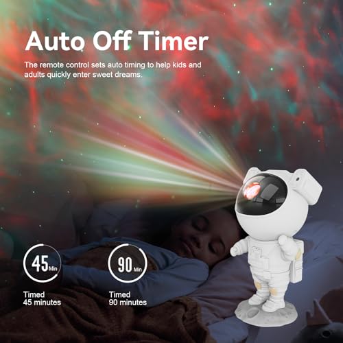 Mooyran White Astronaut Galaxy Night Light Projector with Timer & Remote