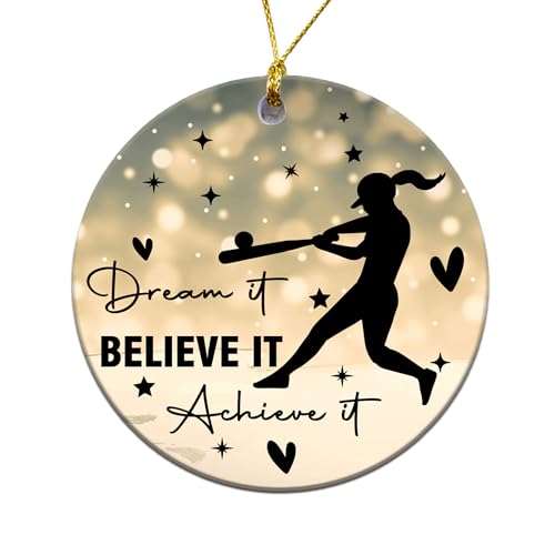 MEDROC Cor2 Softball Girl Christmas Ornament - 3-Inch Ceramic Team Gift