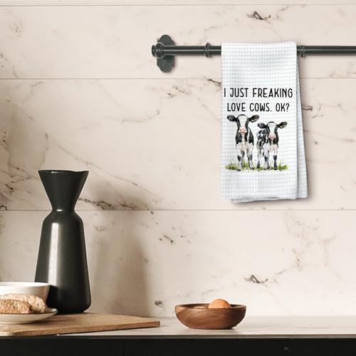 Tzhim Cow Kitchen Hand Towels - Funny Cow Gifts for Women, 16x24 Inch, Color-1