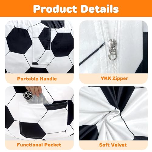Soccer Bean Bag Chair for Kids Teens Adults - X-Large 30" Diameter Lounger