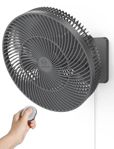 Grey Frame 12-Inch Wall-Mounted Oscillating Fan with Remote & Timer