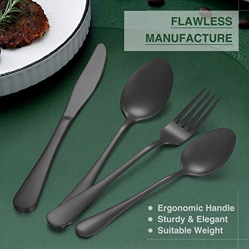 Black Flatware Set for 12 with Organizer - 60-Piece Stainless Steel Cutlery