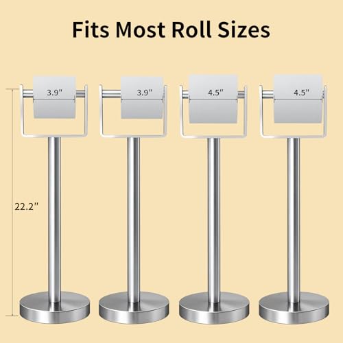 YUMORE Brushed Nickel Heavy Duty Toilet Paper Holder Stand, Extra-Weighted Base
