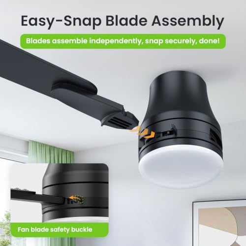 Vemaller 42'' Black Ceiling Fan with Lights & Remote - Easy Assembly, Reversible Blades