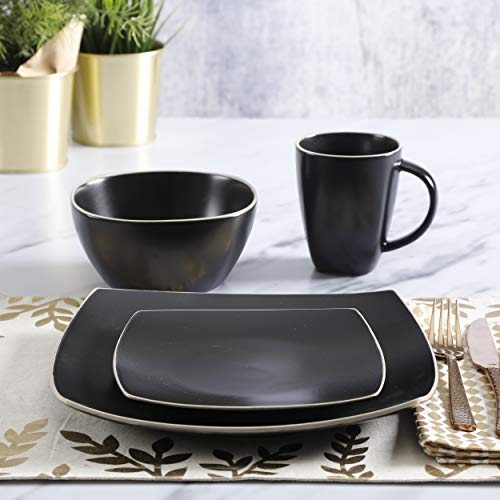 Gibson Soho Lounge Dinnerware Set for 4 - Matte Black, 16 Pieces, Service Included