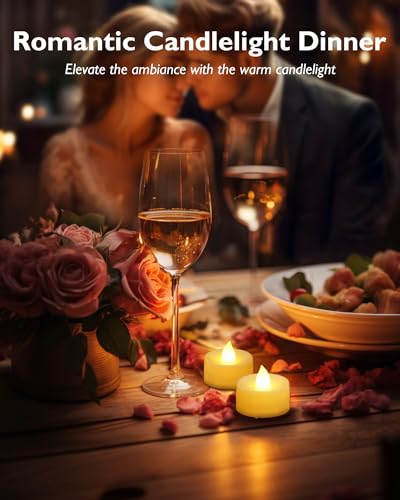 Homemory 12-Pack Remote Flameless Tea Light Candles with Timer, Warm White Ivory Body