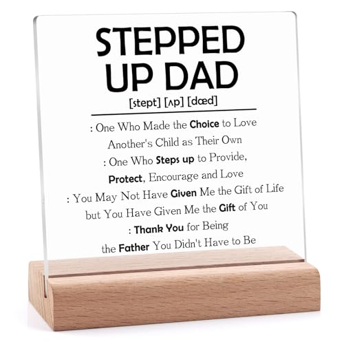Stepped Up Dad Gifts Clear Desk Decorative Sign Christmas Fathers Day
