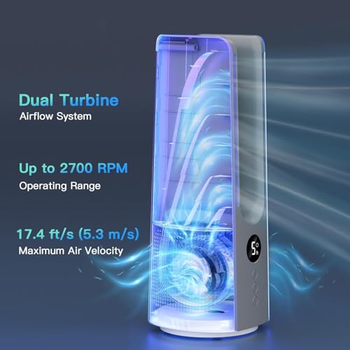 Bladeless Desk Fan 13 Inch Quiet Oscillating Air Cooler with Timer - White