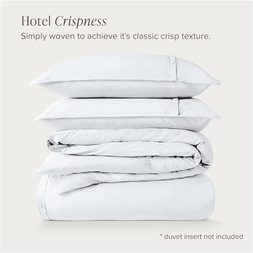 Organic Cotton Percale Duvet Cover Set King / White - No Comforter
