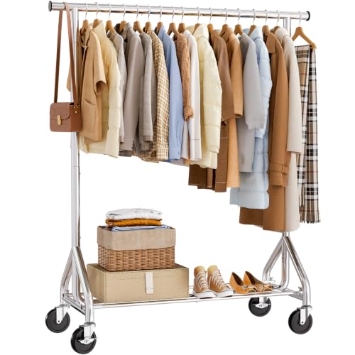 Heavy Duty Rolling Clothes Rack - Silver, 41 Inches, Load 380 LBS