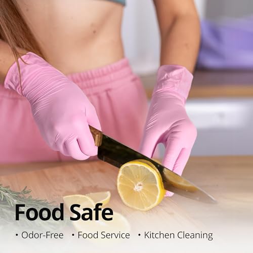 SwiftGrip Pink Nitrile Disposable Gloves Small 3-Mil Case of 1000 - Latex-Free, Food Safe