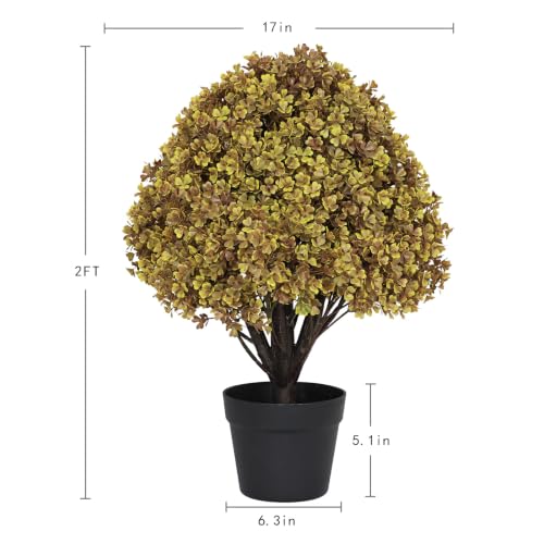 24-Inch Artificial Boxwood Fall Topiary Trees Set of 2 - Olive Green